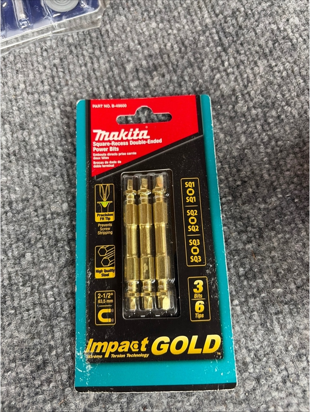 Makita Impact Gold Square Double-Ended Power Bits 3 pieces/6 Bits B-49600